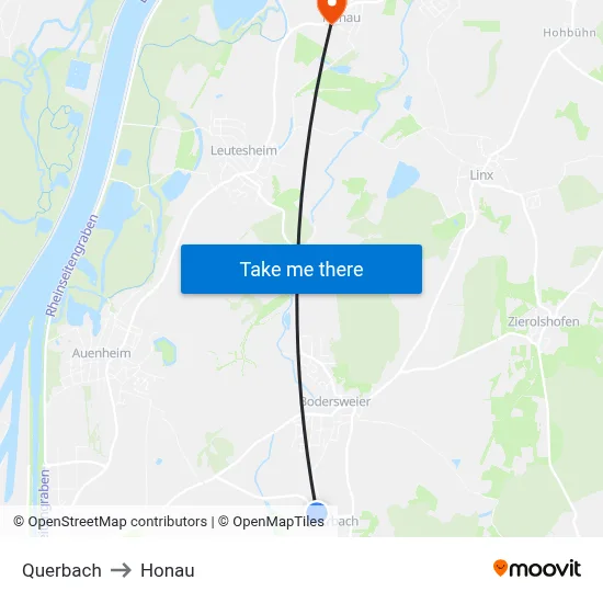 Querbach to Honau map