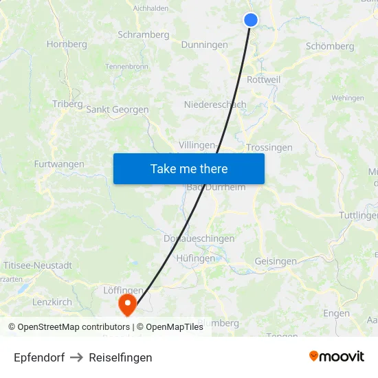 Epfendorf to Reiselfingen map