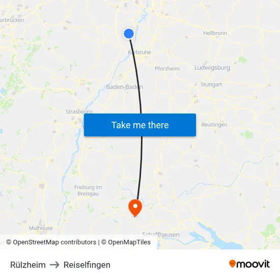 Rülzheim to Reiselfingen map