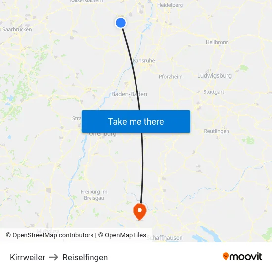 Kirrweiler to Reiselfingen map