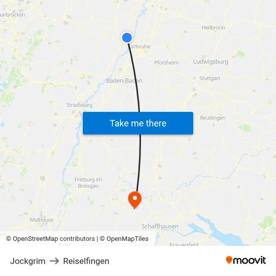 Jockgrim to Reiselfingen map
