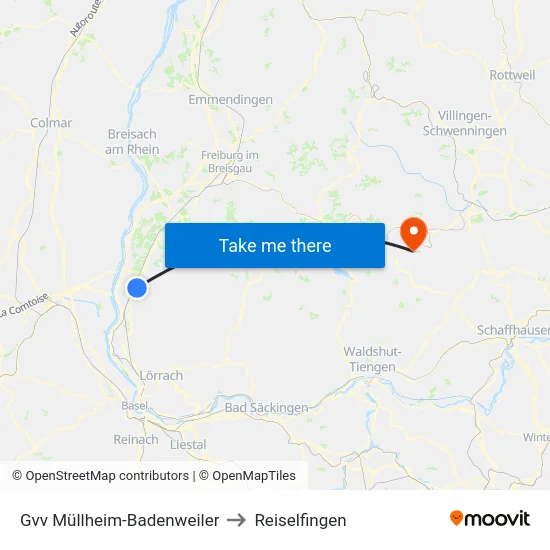Gvv Müllheim-Badenweiler to Reiselfingen map