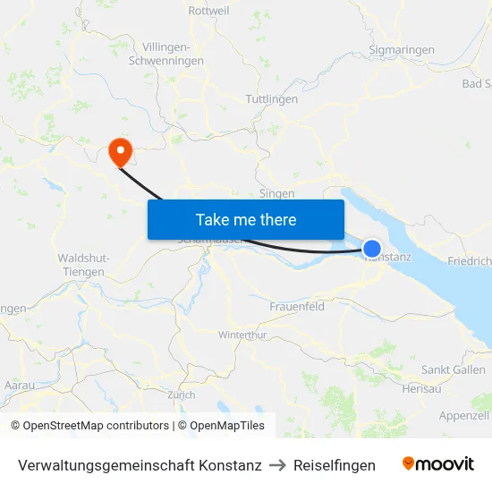 Verwaltungsgemeinschaft Konstanz to Reiselfingen map