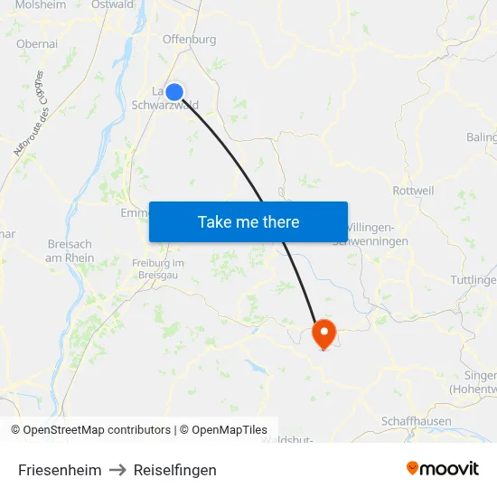 Friesenheim to Reiselfingen map