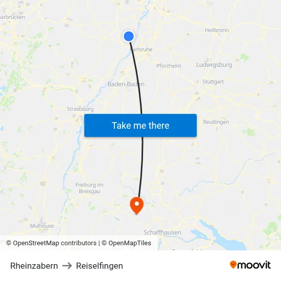 Rheinzabern to Reiselfingen map