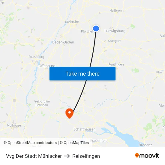 Vvg Der Stadt Mühlacker to Reiselfingen map