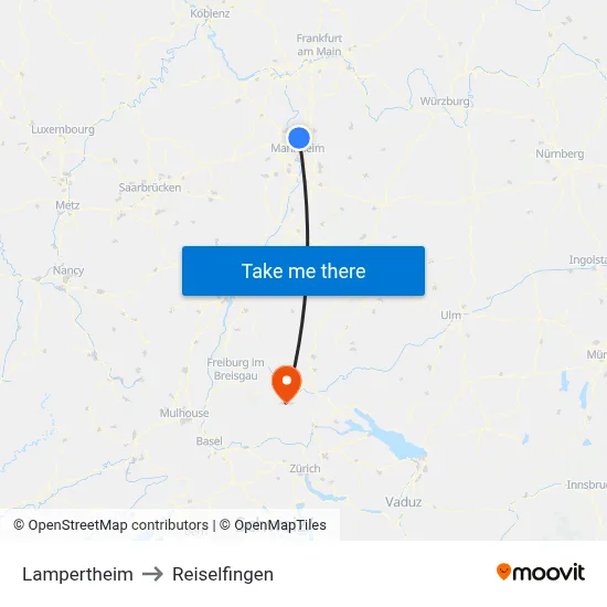 Lampertheim to Reiselfingen map