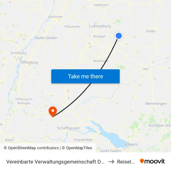 Vereinbarte Verwaltungsgemeinschaft Der Stadt Schorndorf to Reiselfingen map