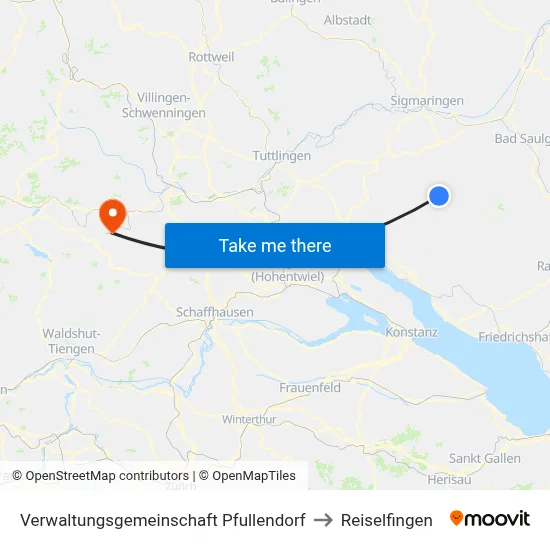 Verwaltungsgemeinschaft Pfullendorf to Reiselfingen map