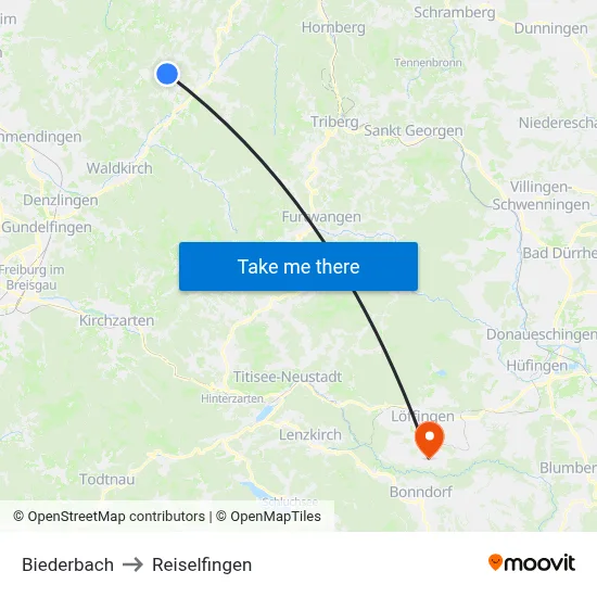 Biederbach to Reiselfingen map