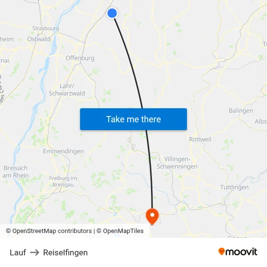 Lauf to Reiselfingen map