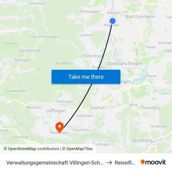 Verwaltungsgemeinschaft Villingen-Schwenningen to Reiselfingen map