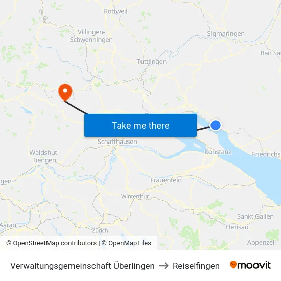 Verwaltungsgemeinschaft Überlingen to Reiselfingen map