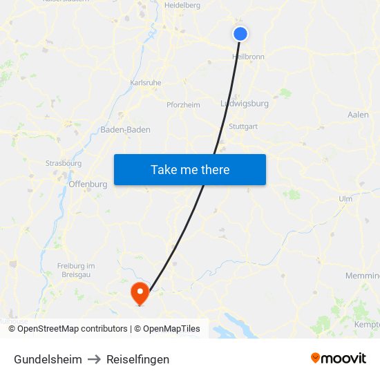 Gundelsheim to Reiselfingen map