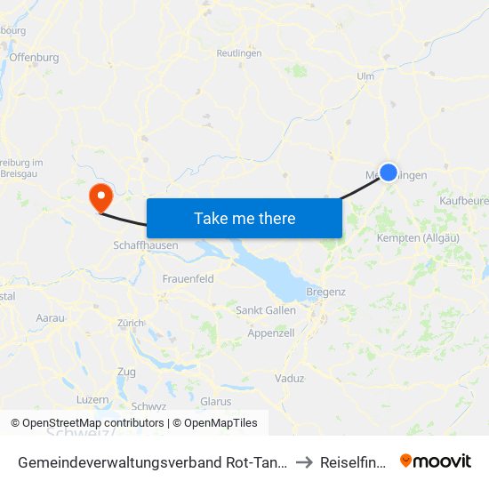 Gemeindeverwaltungsverband Rot-Tannheim to Reiselfingen map