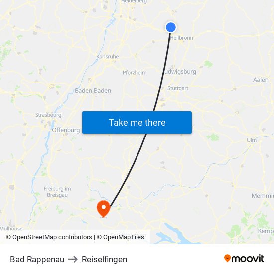 Bad Rappenau to Reiselfingen map