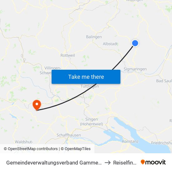 Gemeindeverwaltungsverband Gammertingen to Reiselfingen map