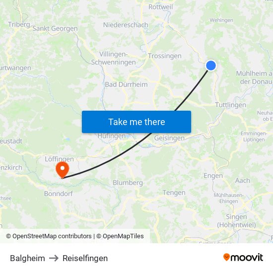 Balgheim to Reiselfingen map
