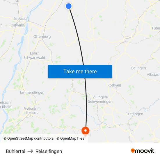 Bühlertal to Reiselfingen map