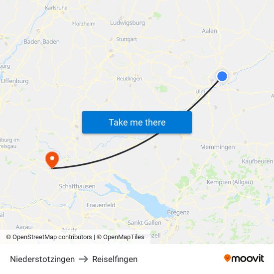 Niederstotzingen to Reiselfingen map