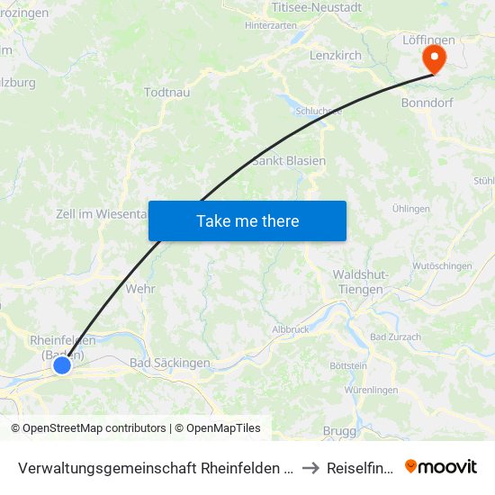 Verwaltungsgemeinschaft Rheinfelden (Baden) to Reiselfingen map