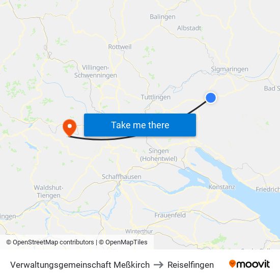 Verwaltungsgemeinschaft Meßkirch to Reiselfingen map