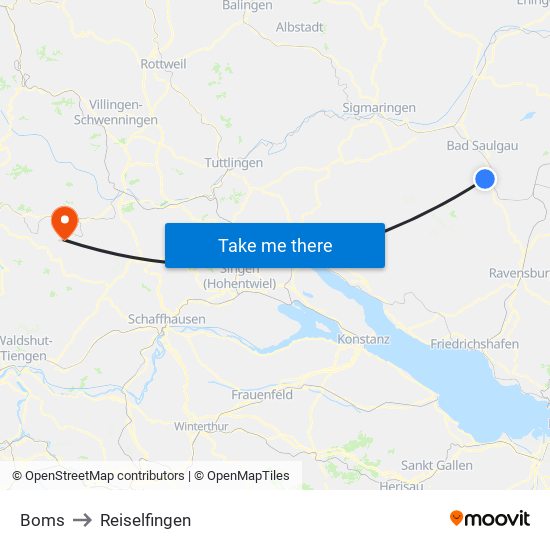 Boms to Reiselfingen map