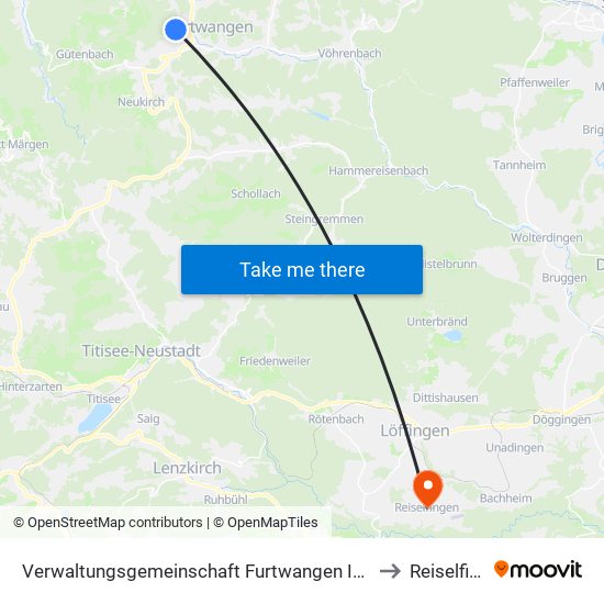 Verwaltungsgemeinschaft Furtwangen Im Schwarzwald to Reiselfingen map