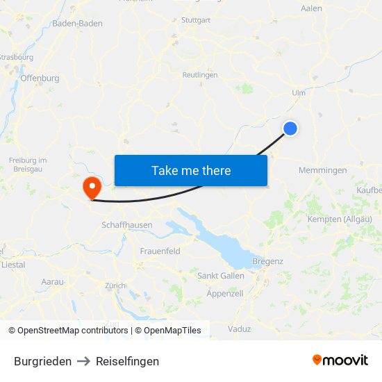 Burgrieden to Reiselfingen map