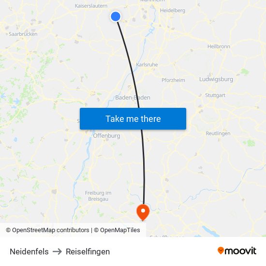 Neidenfels to Reiselfingen map