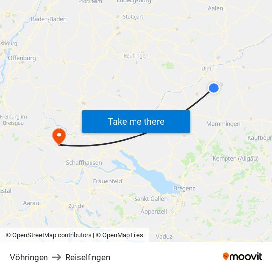 Vöhringen to Reiselfingen map