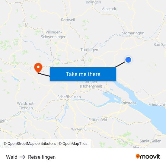 Wald to Reiselfingen map