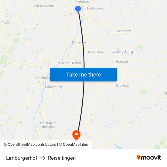 Limburgerhof to Reiselfingen map