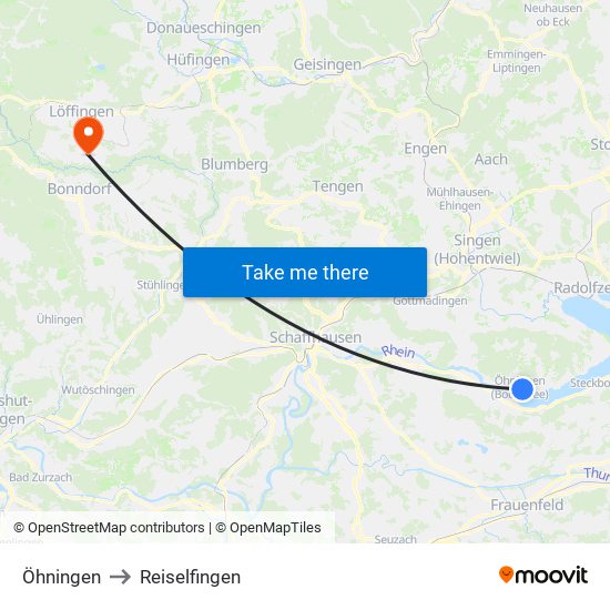 Öhningen to Reiselfingen map