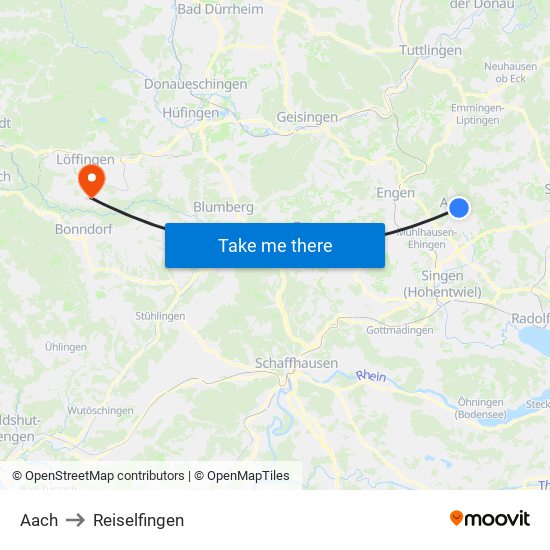Aach to Reiselfingen map