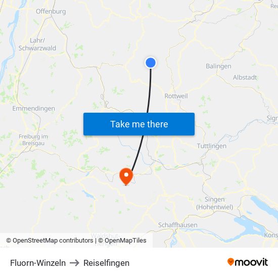 Fluorn-Winzeln to Reiselfingen map