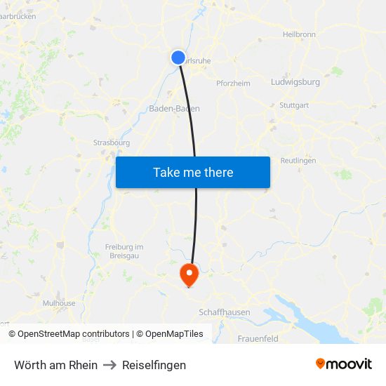 Wörth am Rhein to Reiselfingen map
