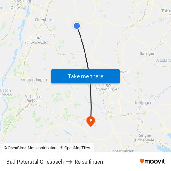 Bad Peterstal-Griesbach to Reiselfingen map