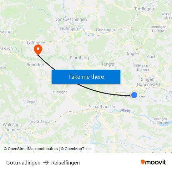 Gottmadingen to Reiselfingen map
