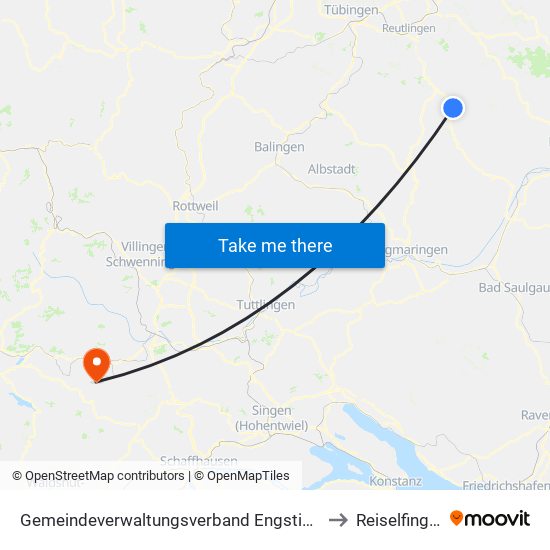 Gemeindeverwaltungsverband Engstingen to Reiselfingen map