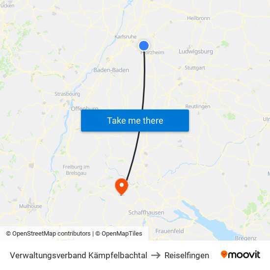 Verwaltungsverband Kämpfelbachtal to Reiselfingen map