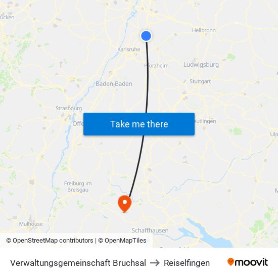 Verwaltungsgemeinschaft Bruchsal to Reiselfingen map