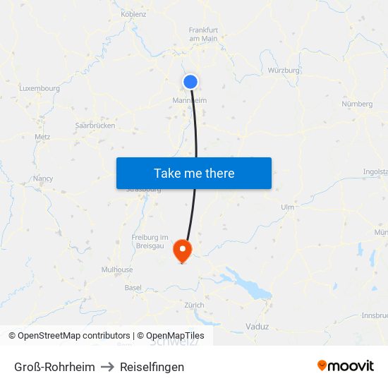 Groß-Rohrheim to Reiselfingen map