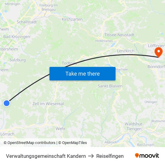 Verwaltungsgemeinschaft Kandern to Reiselfingen map