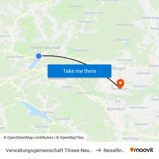 Verwaltungsgemeinschaft Titisee-Neustadt to Reiselfingen map