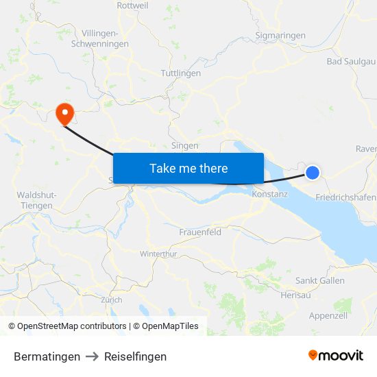 Bermatingen to Reiselfingen map