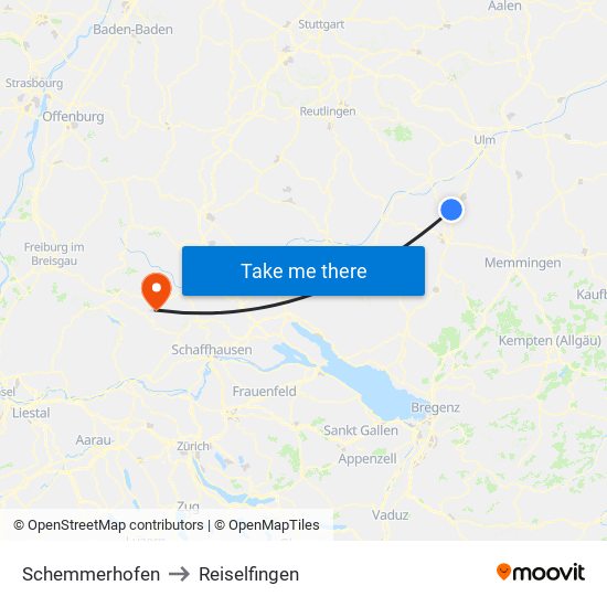 Schemmerhofen to Reiselfingen map