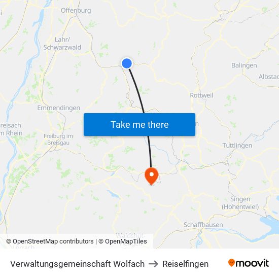 Verwaltungsgemeinschaft Wolfach to Reiselfingen map