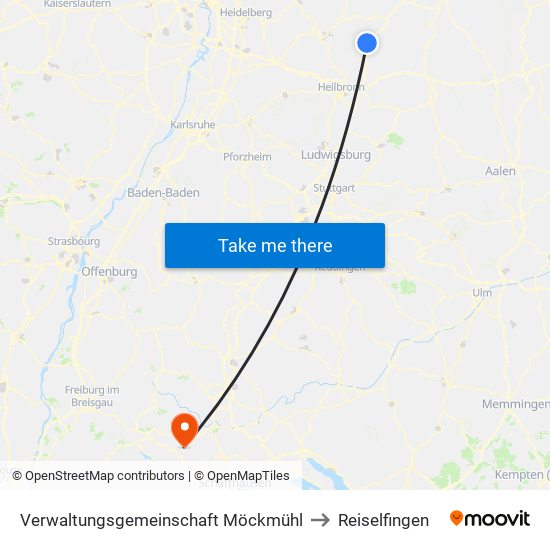 Verwaltungsgemeinschaft Möckmühl to Reiselfingen map