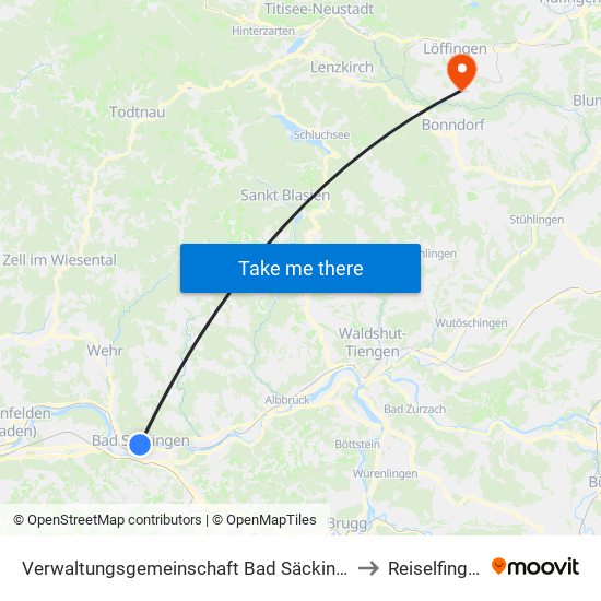 Verwaltungsgemeinschaft Bad Säckingen to Reiselfingen map
